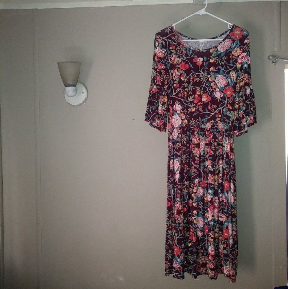 Floral Modest Bell Sleeve Dress